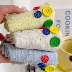 Button color dot sand versatile Korean Japanese style ins tide pile socks