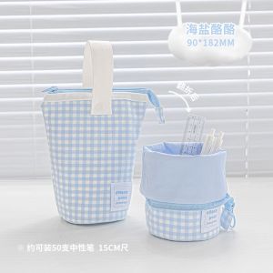 High Aesthetic Value Vertical Flip Large Capacity Cute Girl Student Stationery Pencil Case Multi-Functional Storage Bag Dual-Purpose Pen Box