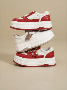 Josiny | Thick Sole Height-Increasing Red Casual Shoes