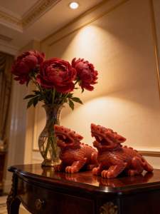 Elegant Red Dragon Figurines for Home Decor - Handcrafted Ornamental Statues for Living Room & Office - Unique Art Pieces for Interior Design