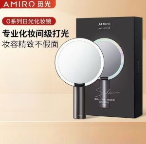 AMIRO vanity mirror led with light O2 series rotatable small black mirror Smart Daylight mirror desktop makeup mirror compact mirror