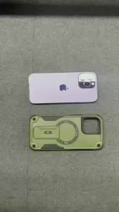 LinJn Stand Invisible Support Phone Case for iPhone 16 15 14 11 13 12 Pro Max Plus Wireless Charging Hard Anti-Fall Cover