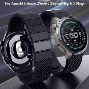 20mm 22mm Carbon Fiber WatchBand For Amazfit Balance 2/Active 2 Square Bracelet For Amazfit Bip 6/5/3/3Pro/GTR GTS 4 3 2 Strap