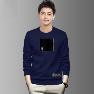 Romon Mens Hoodie Red Fleece Lined Thick Long Sleeve round Neck Casual Top Warm Autumn Winter Fashion Urban Style Slim Fit