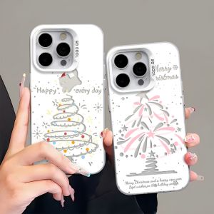 Couples Cat Christmas Tree iPhone 16 pro 15 OnePlus 13 Xiaomi 15 Redmi K80 Honor 300 Meizu 21 Protective Phone Case Creative Acrylic Shell