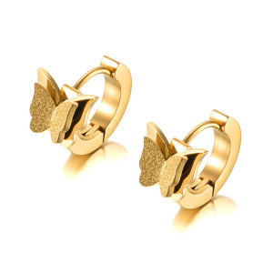 Lokaer Trendy Stainless Steel Bohemia Party Butterfly Earrings Office Style Animal Hoop Earrings For Women Girls Серьги E21090