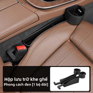 SEAMETAL 2 Trong 1 Hộp Đựng Đồ Khe Hở Ghế Ô Tô Hộp Đựng Cốc Màu Đen TPE Đa Năng Ghế Bên Hông Khe Hở Filler Tổ Chức Giá Để Đồ Uống