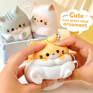 Adorable Cartoon Cat Squeeze Toy Soft PU Slow Rebound Fidget Sensory Toy Stress Relief Office Relax Holiday Gift for Adults Kids