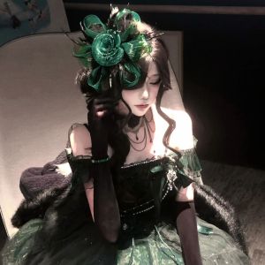 Ghim Tóc Công Chúa Họa Tiết Chim Công Màu Xanh Lá Cây Phụ Kiện Tóc Công Chúa Phụ Kiện Tóc Bằng Lụa Thấp Theo Phong Cách Cổ Điển