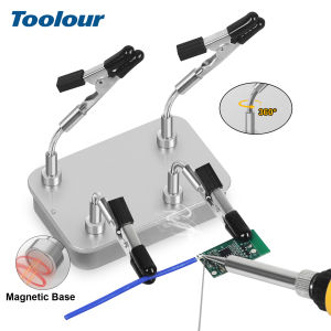 Toolour Magnetic Helping Hands Soldering Tool PCB Holder with 2/4 Flexible Clips & Steel Box for Soldering Model Painting
