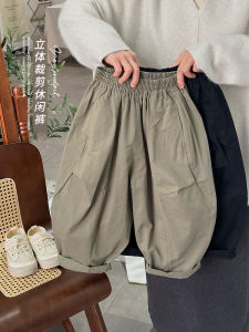 Comfy Loose Dad Pants for Kids Harlan Trousers Big Boys Casual Long Pants Autumn Season Cotton Material All-Match Letter Label