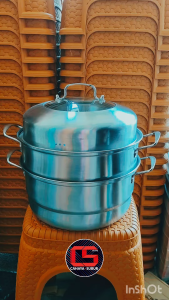 Panci Steamer Susun 28CM TORCH Full Stainless Steel Tutup Kaca Steampot Panci Kukus Kitchenware