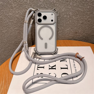 Crossbody Necklace Strap Lanyard Magnetic Case For iPhone 17 16 14 15 12 13 Pro Max 16Plus 11 For Magsafe Shockproof Clear Cover