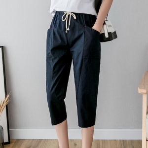 Pure Cotton Korean Style Loose Casual Pants Seven-Foot Women Summer New Style Cotton Linen Large Size Thin Harlan Carrot Pants