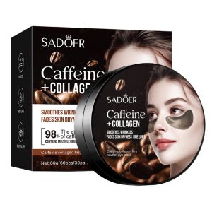 SADOER | 60PCS SADOER Caffeine Collagen Eye Mask Dilute Dry Lines and Fine Lines Anti-Wrinkle Reduce Dark Circles Moisturize Eye Skin