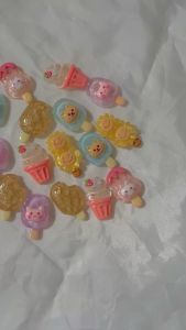 [FREE SHIP] Crocs Jibbitz Sticker gắn dép hình kem gấu mèo thỏ dễ thương nhựa trong - Có Nút Gắn