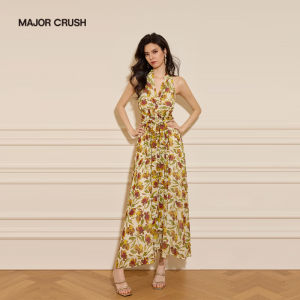 Lemon Basil Off-Shoulder Sleeveless Floral Dress