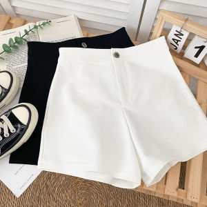 สูง เอว ยืดได้ ปุ่มเดียว กางเกงลำลอง ผู้หญิง ก้น กางเกงขาสั้น ชุดสูท กางเกงขาสั้น ขากว้าง กางเกง พรางหุ่น เอฟเฟกต์ ลำลอง สวมใส่