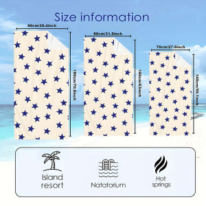 Cream Navy Star Dot Quick Drying Microfiber Beach Towel Lightweight for Swimming Camping Yoga - Bath Towel