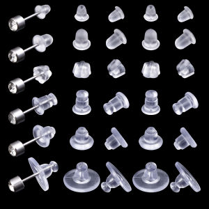 100-500pcs Silicone Earring Pin Backs Ear Stud Soft Clear Silicone Bullet Clutch Earrings Backing For Earring Safety Accessories