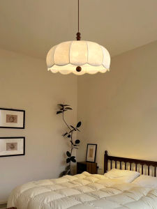 Visual Crown French Vintage Fabric Art Wooden Restaurant Main Bedroom Study Room Lighting Fixtures Fish Line Shape Hanging Lamp