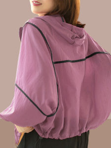 เสื้อคลุมกันแดดผ้าไหมน้ำแข็งหลวมๆ สำหรับผู้หญิง ฤดูร้อน 2025 ใหม่ น้ำหนักเบา ระบายอากาศได้ดี ใส่กลางแจ้ง แขนยาว ปกปิดหน้าที่มีซิป