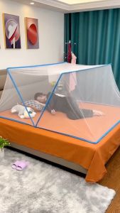 มุ้งพับกันยุง สำหรับเด็กและผู้ใหญ่ มุ้งครอบเตียง ไม่ต้องประกอบ พับเก็บได้ พกพาได้