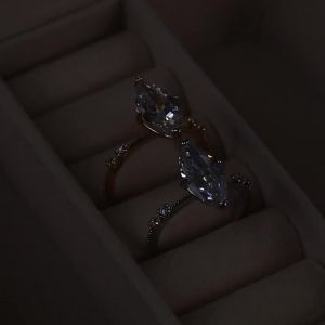 Huitan AAA Crystal Marquise Cubic Zirconia Rings for Women Fashion Thin Ring Engagement Wedding Accessories Statement Jewelry