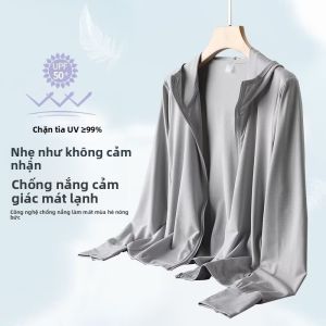 Áo Chống Nắng Lụa Băng Mỏng Mùa Hè Có Mũ Trùm Đầu Áo Khoác Ngoài Cho Câu Cá Ngoài Trời Thoáng Khí Chống Tia UV
