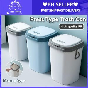 Tidy House 13L Large Capacity Press Type Trash Can with Lid Kitchen and Bathroom Trash Bin with Handle Solid Durable Thicken Garbage Can