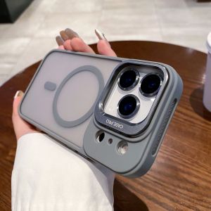 Matte Translucent Lens Holder Magnetic Case For iPhone18 17 Air 16 14 13 15 12 11 Pro Max For Magsafe Armor Shockproof Cover