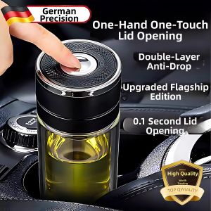 TAOKOU | Anti-Fall Thermal Car Glass Cup Instant Open Lid Tea Water Separation