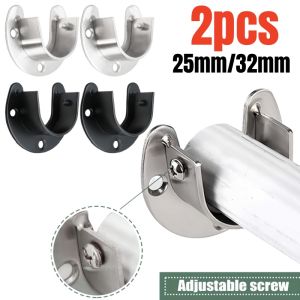 2PCS 304 Stainless Steel Closet Rod Bracket 25/32mm Flange SeatWardrobe Hanger Rod Base Curtain Rod Holder Pole Sockets Support