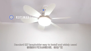 Jiditech E27 Ceiling Fan With Light Remote Control 2 IN 1 LED Ceiling Fan With Remote For Livingroom