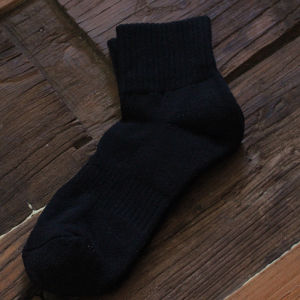 Mens Mid-Calf Sport Socks Thickened Towel Bottom Pure Cotton Black Elasticity Fluffy Short Tube Autumn Winter Socks