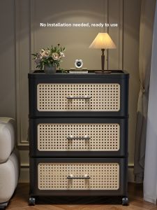 Kaman | Vintage Style Drawer-type Storage Cabinet Black Flip-top