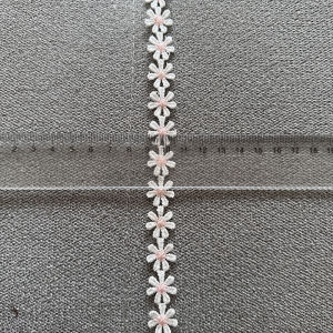 4m/13.12ft each pack Daisy Pink Embroidery Laces Trim White Floral Lace Ribbon Bar DIY handmake craft ribbons fabric decoration