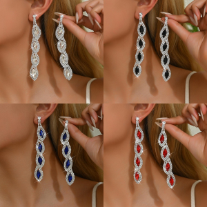 Cross border new multi-color flower earrings Korean high-end handmade earrings elegant diamond studded earrings