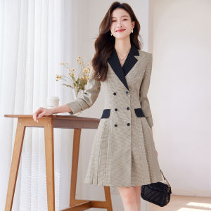 RYRYSTYLE ฉบับภาษาเกาหลีของชุดเดรสสไตล์เกาหลีสตรีทพร็อพฤดูใบไม้ผลิและฤดูใบไม้ร่วงของผู้หญิงอารมณ์แฟชั่นใหม่กระชับเอวกระโปรงทำให้ดูผอมฤดูใบไม้ผลิ8901