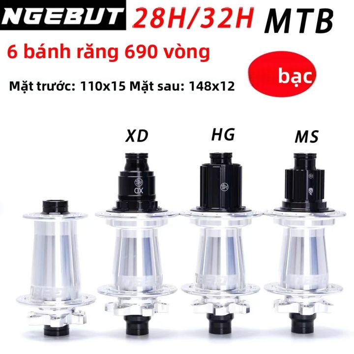Moay-ơ Xe Đạp NGEBUT Silvery 690 Bạc, Bạc Đạn Kín, Phanh Đĩa 6 Lỗ, Kiểu ...