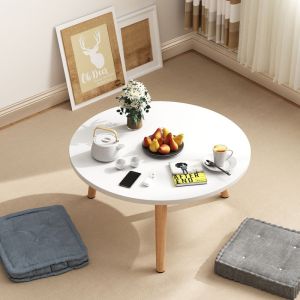 Solid wood round table coffee table living room table bedroom small round table wooden coffee table Side Tables Coffee Desks