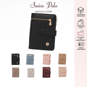Swiss Polo Ladies PU Leather BIfold coin zip pocket Purse - Multi Color SLP 37