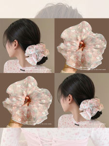 NING ZHOU | Floral Pink Elegant Big Scrunchie