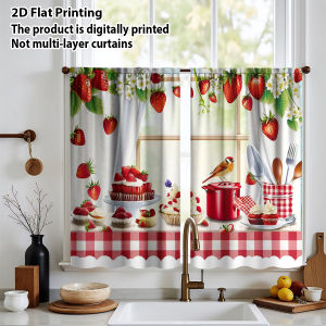 2 Pcs Kitchen Curtains Rustic Farmhouse Short Sheer Window Treatments Cozy for Kitchen Cabinet Dining B&B RV Camper Cafe