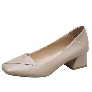 นุ่ม หนัง ส้นกลางรองเท้าเดี่ยวขนาดคู่สวมใส่สบายตลอดทั้งวันทํางานเดินทาง ลำลอง แฟชั่น ผู้หญิง รองเท้าส้นสูง