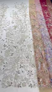 AT3000 Nigerian Luxury Sequins Net Lace Fabric 2026 High Quality Stones African Tulle Lace Fabric French For Women Wedding Party