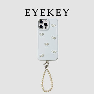 Eyekey Pearl Butterfly Knot Leather Phone Case for iPhone 17 pro Max Apple 15 New Model 13 with Chain 14 Girl Style 12 Niche 16 pro Anti-Fall Protection