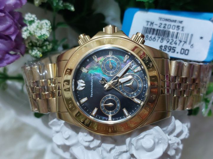 TechnoMarine MANTA RAY Womens Watch Gold Mother of Pearl Dial 38mm