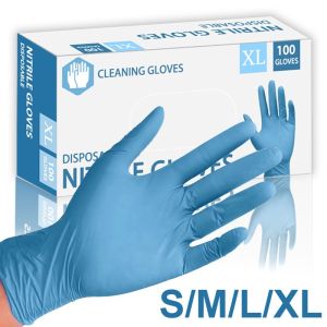 20/50/100 Chiếc Găng Tay Nitrile Màu Xanh Dương Dùng Một Lần Lớp Lót Mịn Cao Su Cho Hộ Gia Đình Vệ Sinh Nhà Bếp Rửa Xe Làm Tóc Dụng Cụ Làm Móng