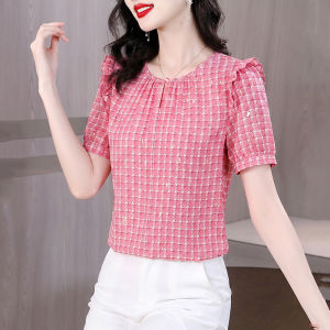 DAIXIANGFEIZI | Áo Sơ Mi Thời Trang Mới Mùa Hè Họa Tiết Caro Dễ Thương